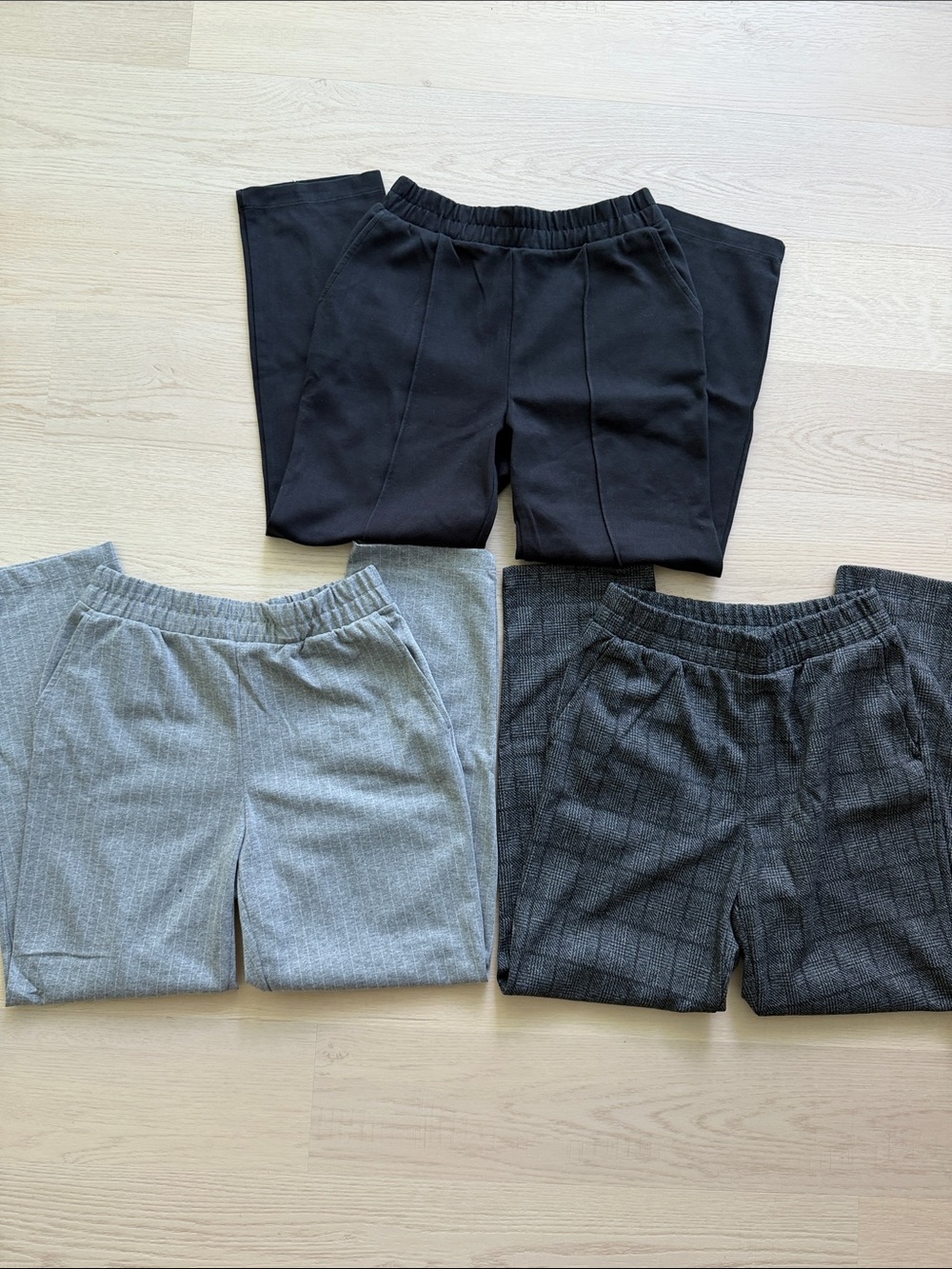 Set of 3 Dress / Office Pants - Black, Gray Striped, & Charcoal Plaid - Size XS